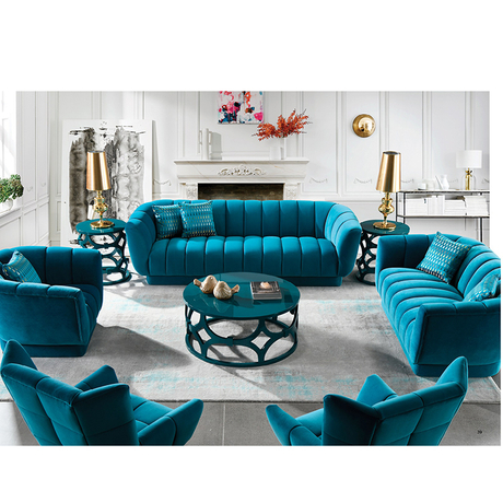 modern blue luxury chesterfield couch living room furniture sofa set with sofa chair