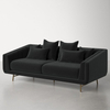 Cooke Velvet Sofa 3-Seater Black Sofa With Pillows