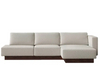 Leonel Chaise Sectional Sofa Linen 3-Seater L-shaped Sofa in White/Blue/Grey