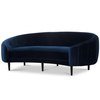 Maci Velvet Round Arm Curved Sofa 3-Seater Sofa in Dark Blue
