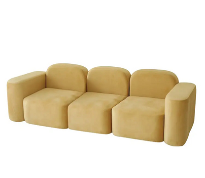 Skyla Flannelette Fabric Yellow Armchair 2/3 Seater Modular Cube Sofa