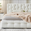 Dariel Wool Fabric White Modern Simple Bed Frame King Size