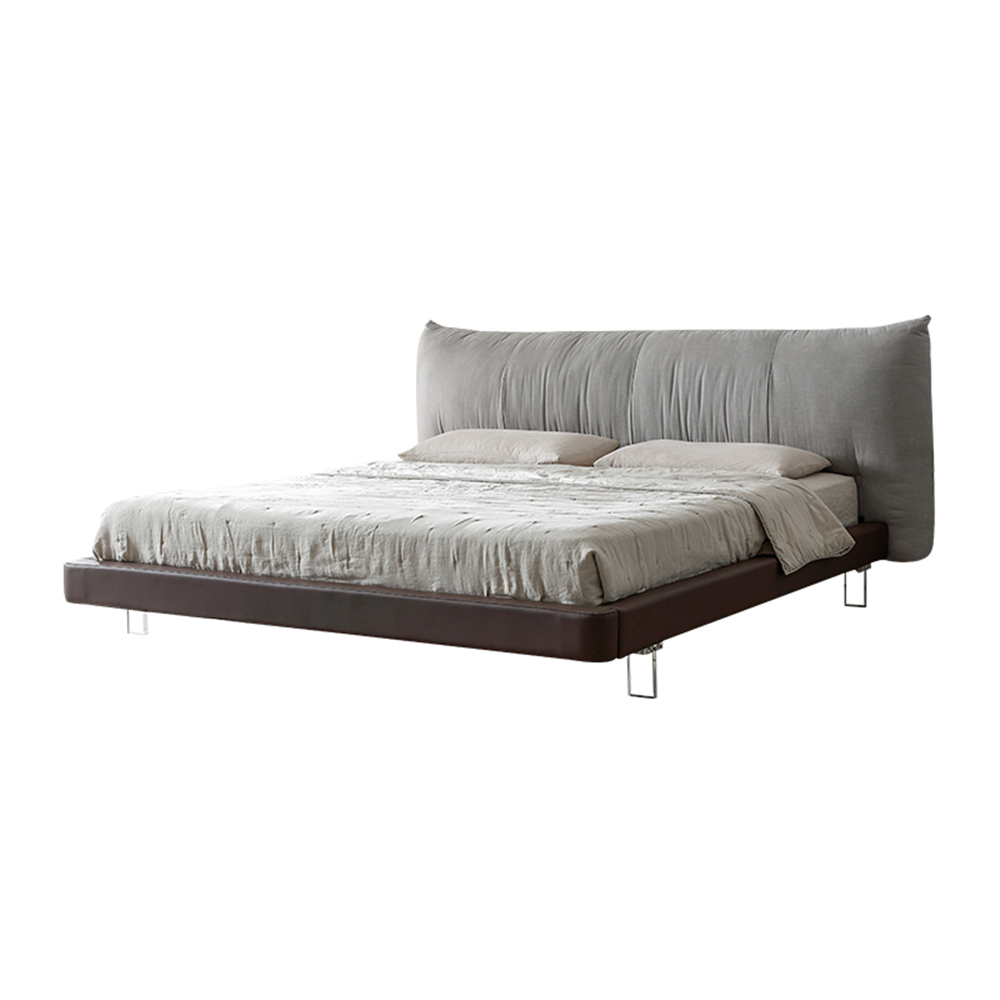 Hayes Gray Fabric Upholstered Bed Frame King Size with Acrylic Feet