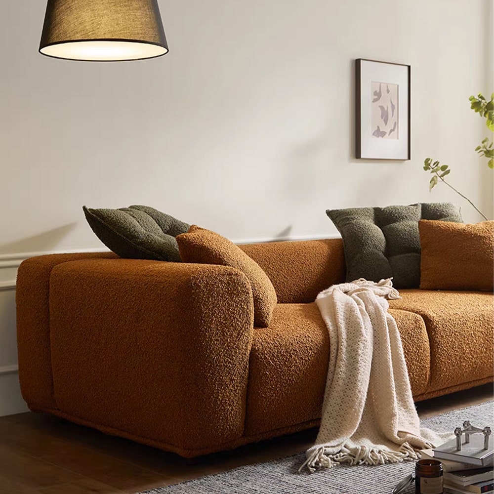 Airlie Brown Boucle 3-Seater Arm Sofa Modern Couch