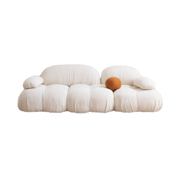 Adair White Boucle Cloud Curved Upholstery Sofa 2-Seater Modular Sofa