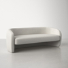 Patrice Blue Velvet/White Boucle 3-Seater Sofa Round Curved Sofa
