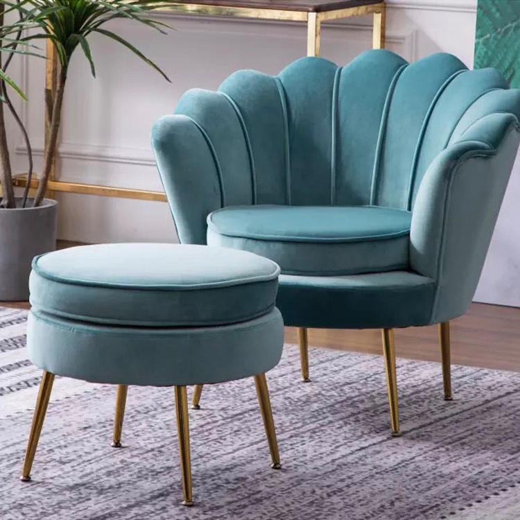 Italian style green pink single sitting highback velvet armchair sofa chair for hotel round lobby office living room