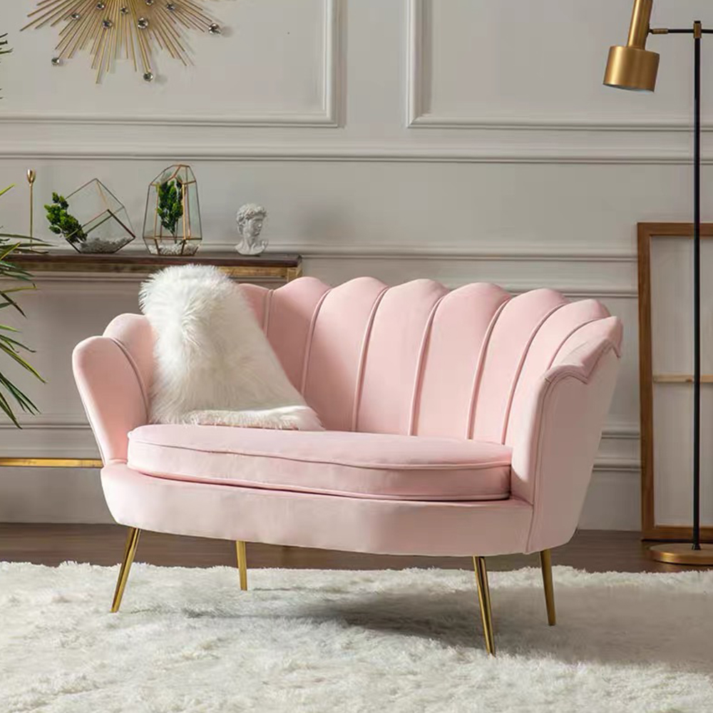 Factory price pink single sitting highback velvet armchair hotel round lobby office living room sofa chair