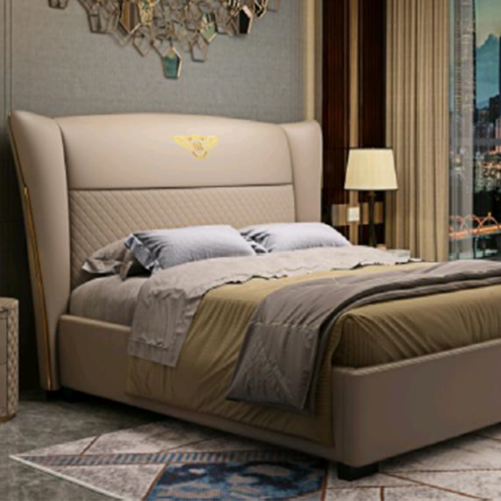 Modern Living Room Furniture Microfiber Leather Beds Italian Luxury King Size Bed Sets Luxury Bed for Villa And Hotel Projects