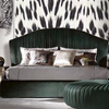 Green Curved Big Headboard Modern Design Home Bedroom Sleeping Soft Furniture Luxury Bed Latest Bed Designs
