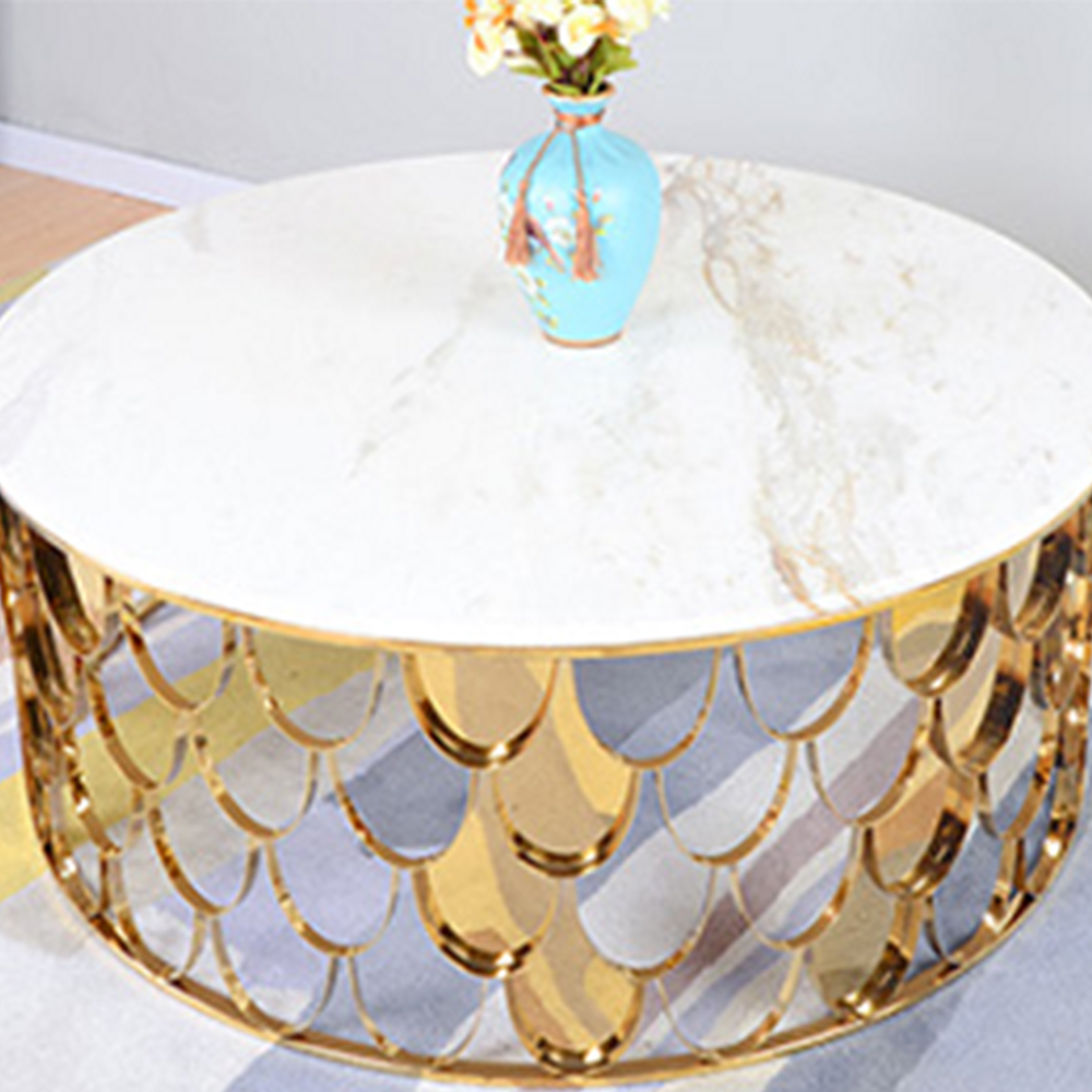 customized living room furniture luxury round marble top coffee table for home use 