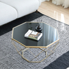 pyramid shaped brushed gold stainless steel metal coffee table tempered artificial marble contemporary stylish accent table sets