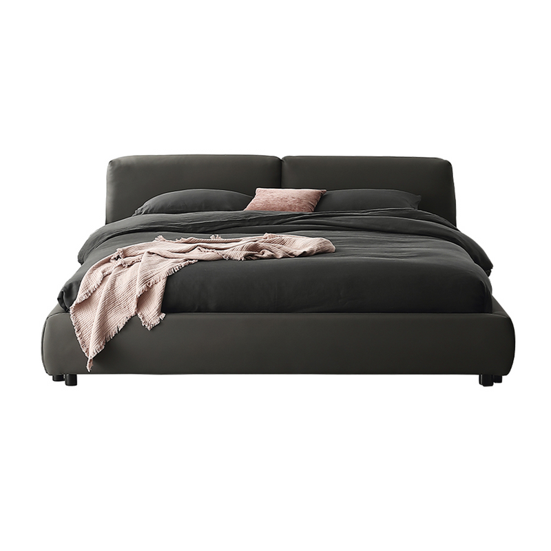 Harlee Black Microfiber Leather Bed Frame King Size