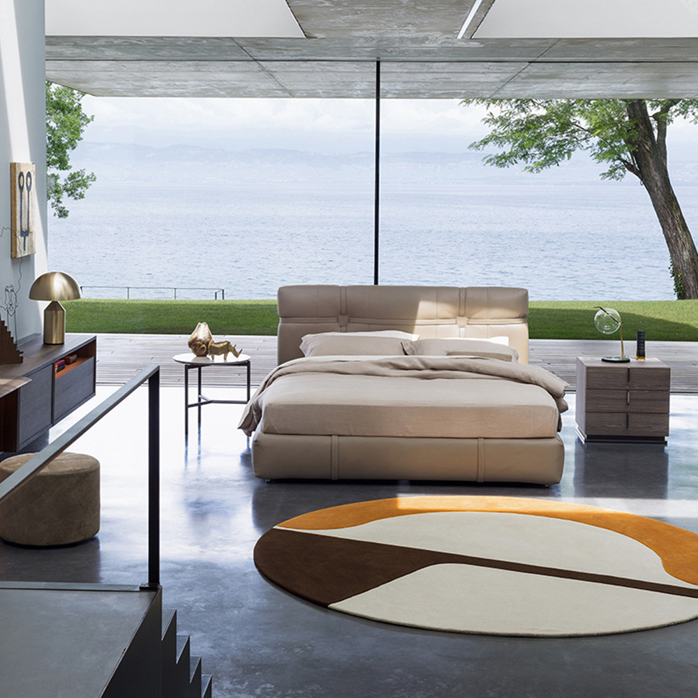 Harlan Brown Fabric Luxury Modern Bed Frame King Size
