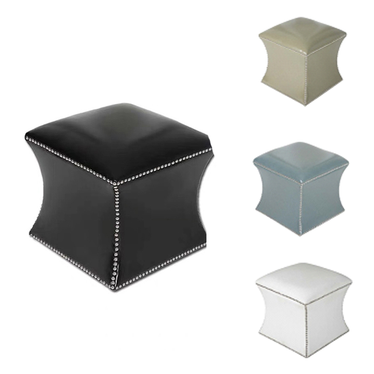 Custom Modern Good Support Seat Moroccan PU Leather Poufs Home Stool