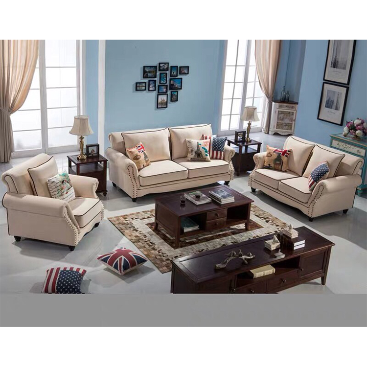 European Style high Quality Luxury Fabric Wooden leg 3 Seats Office Sofas For Living Room Rest