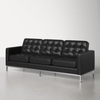 Baber Genuine Leather 3-Seater Black Sofa
