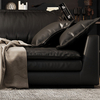 Davis Genuine Leather Black Sofa Soft 3-Seater Luxury Interior Sofa