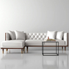 Lacy Genuine Leather Chaise Sectional Sofa Set in White with Pillows