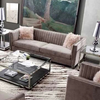 Custom Modern 3-piece Living Room Crushed Pink Velvet Couch Restaurant Booth Recliner Sofa Set