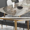 modern luxury dinner table set marble top golden steel dinner table