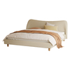 Alvin White Fabric Bed Frame Shaped Head Board King /Queen Size