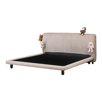 Alessi Corduroy Fabric Modern Bed Frame in Pink/Gray