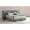 Alix Blue Cotton Linen Fabric Wide Headboard Luxury Bed Frame