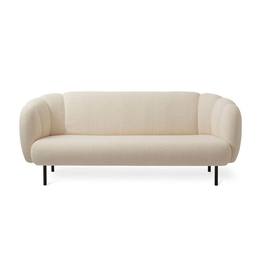 Crice Lamb Velvet Fabric White Sofa 3-Seater Arm Shaped Sofa Chair