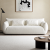 Enzo White Lamb Velvet Fabric 2-Seater Sofa Minimalist Loveseat