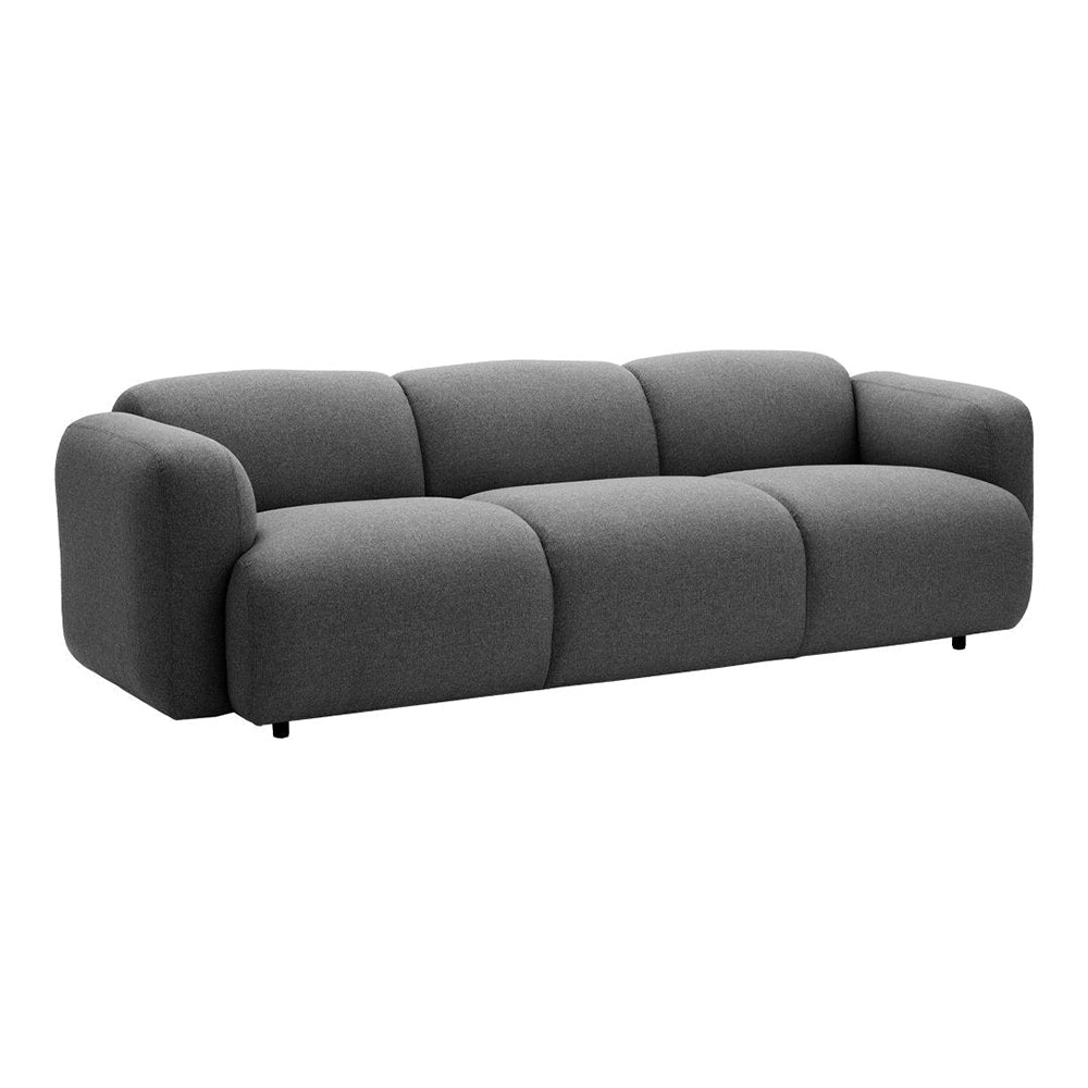 Corrie Round Arm Sofa Linen Stable 3-Seater Sofa