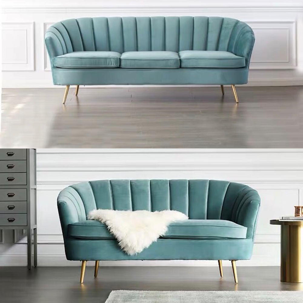 Modern Hotel Furniture Stainless Steel Gold Legs Sofa Furniture 2 Seater