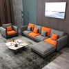 Orange Gray Linen Fabric Modern Hotel Lobby Restaurant Office Sofa Bed Set