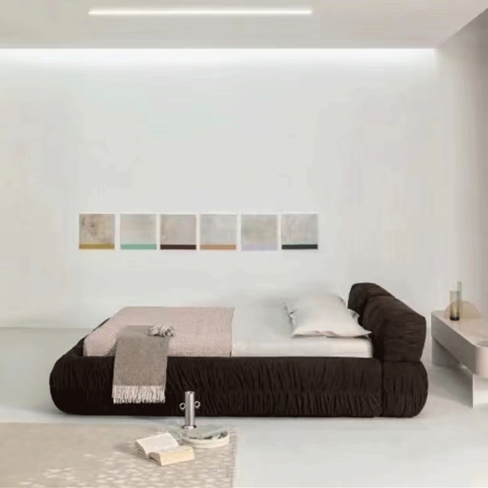 Eliya Velvet Brown Luxury Bed Frame Removable Coat King Size