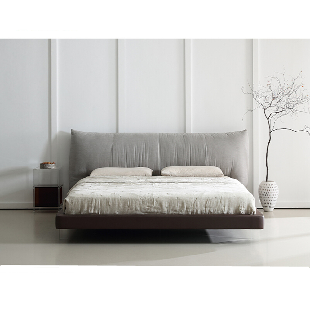 Hayes Gray Fabric Upholstered Bed Frame King Size with Acrylic Feet