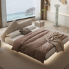 Melisa Shaped Headboard Modern Floating Flannelette Fabric Bed Frame King Size Queen Bed Frame