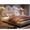 Akia Cotton and Linen Blend Shaped Headboard Cute Bed Frame