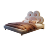 Akia Cotton and Linen Blend Shaped Headboard Cute Bed Frame