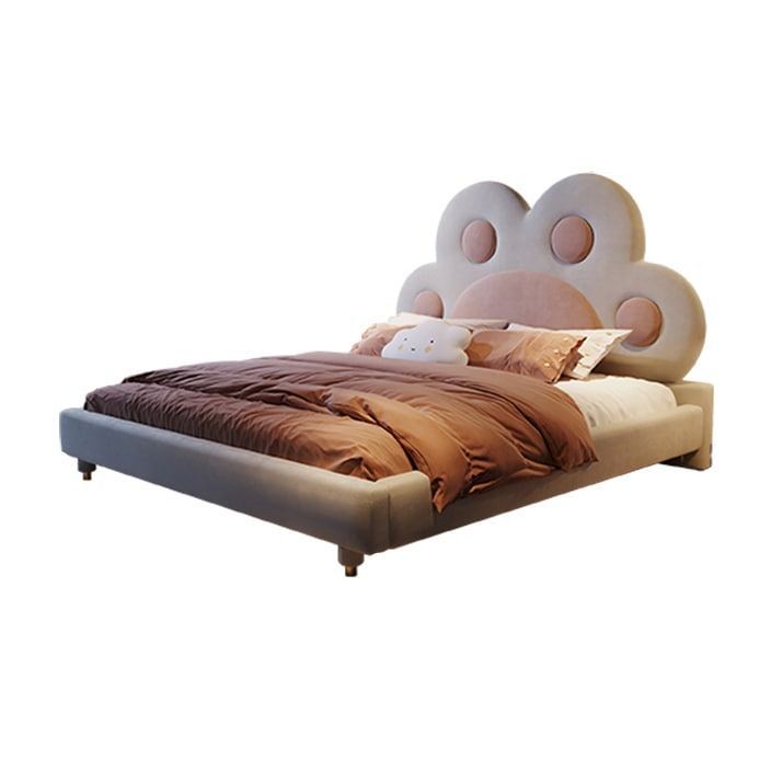 Akia Cotton and Linen Blend Shaped Headboard Cute Bed Frame