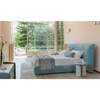 Alix Blue Cotton Linen Fabric Wide Headboard Luxury Bed Frame