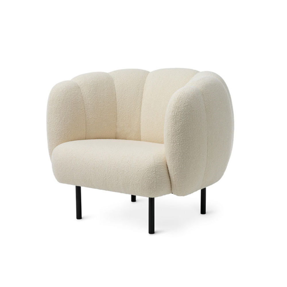 Crice Lamb Velvet Fabric White Sofa 3-Seater Arm Shaped Sofa Chair