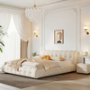 Nigel White Fabric Modern Upholstered Bed Frame