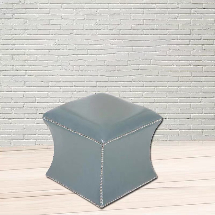 attractive design square brown black moroccan PU leather ottoman pouf stool