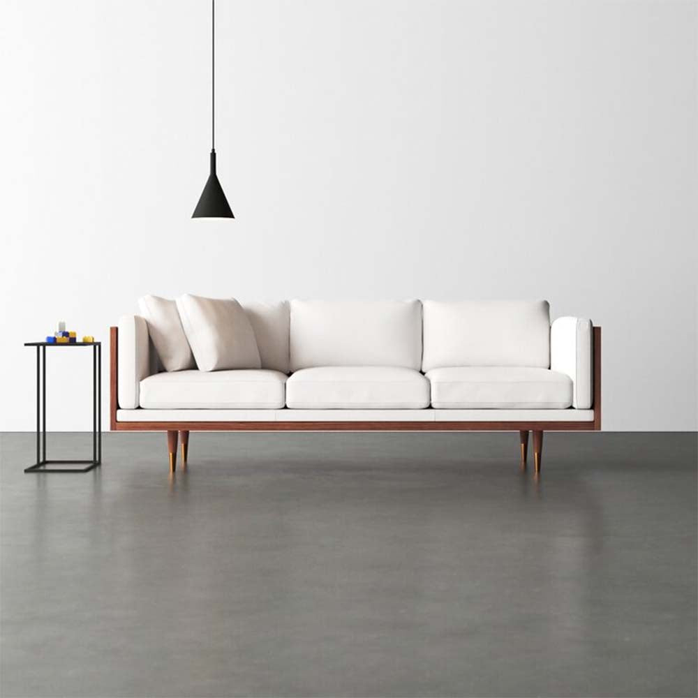 Jenny White Arm Sofa Velvet 3-Seater Sofa with Outer Wood Frame