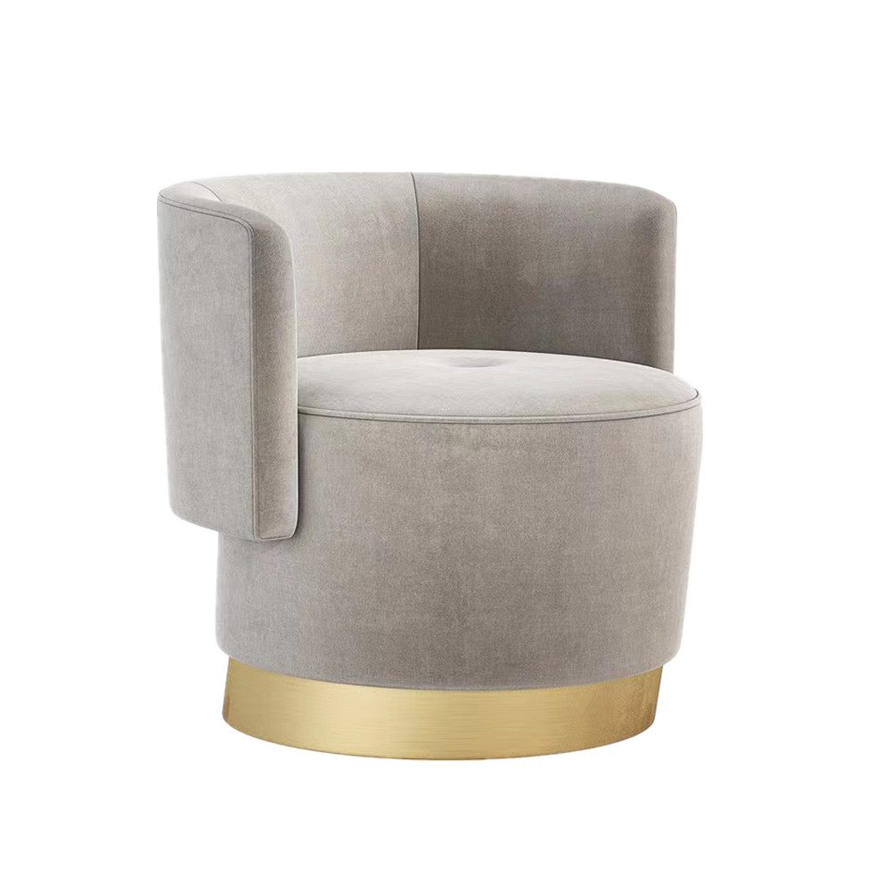 Bridget Velvet Armcahir with Stainless Steel Base Upholstery Chair