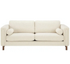 Ivory White Boucle Sofa 3 Seater Sofa with Cylindrical Throw Pillows