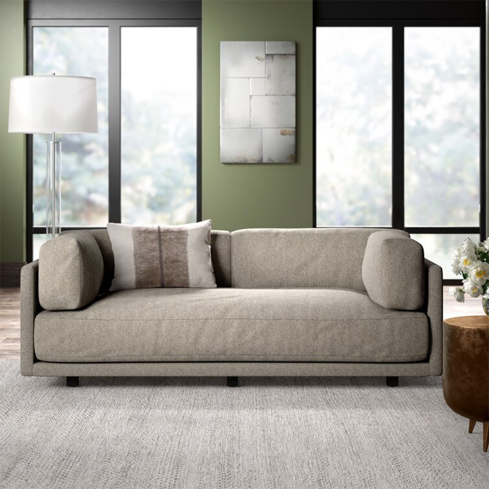 Cissie Cotton Fabric Square Arm Sofa in Concrete Grey