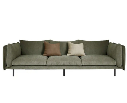 Nadia Green Flannelette Fabric 3-Seater Sofa