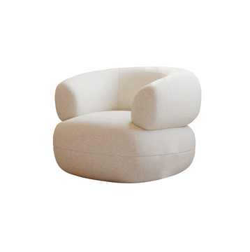 Ida White Boucle Round Arm Sofa Chair Pink Wool Chair
