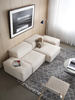 Alick Cream White Velvet 2-Seater Sofa Armless Cube Sofa